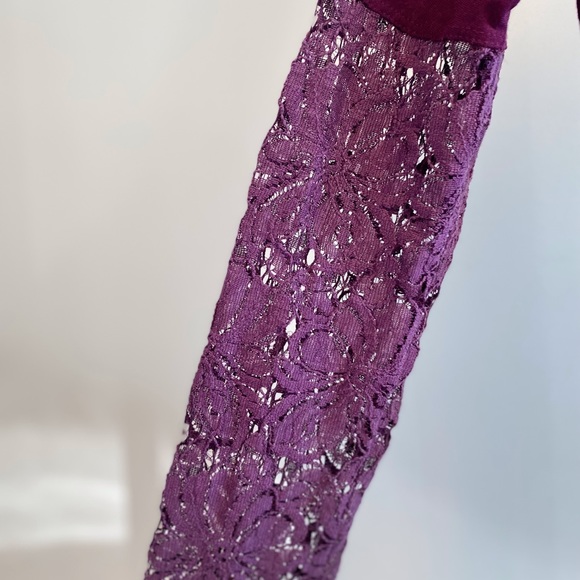 Anthropologie Bordeaux Brand Lace Inset Long Sleeve Top - Picture 3 of 7